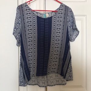 Francesca’s Collections Blue Aztec Top